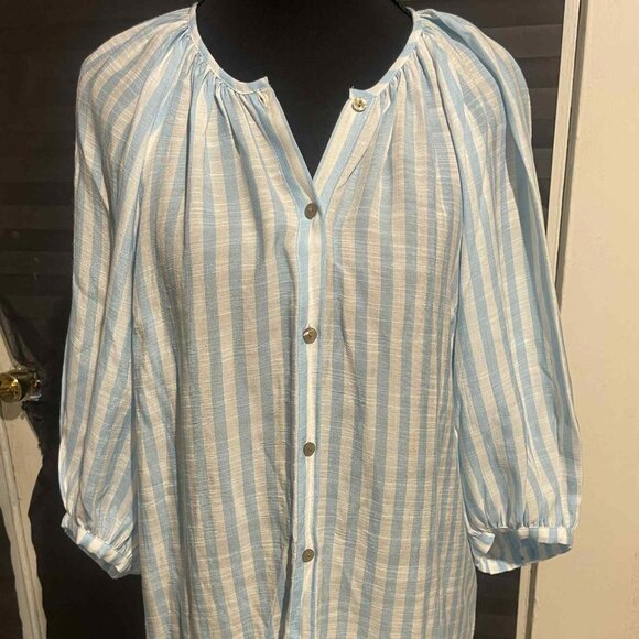 LC LAUREN CONRAD WOMEN'S BLUE/WHITE STRIPED LONG SLEEVE SIZE XS RAYON BLEND - Picture 1 of 7